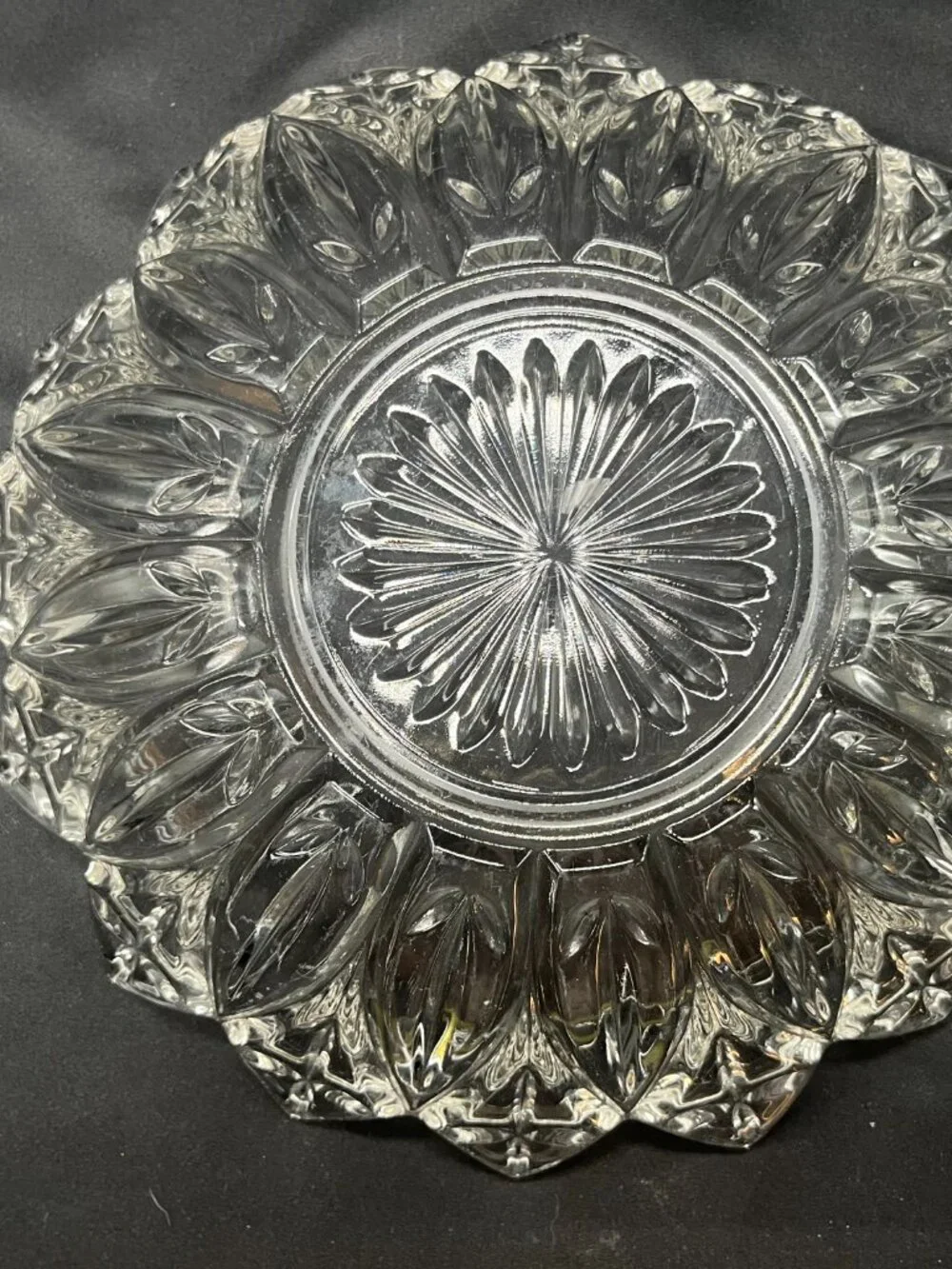 Vintage Federal Glass Clear Pressed Glass Petal Bowl